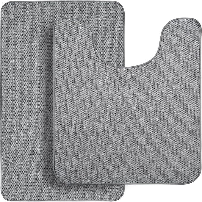 Bathroom Rugs Set 2 Pieces, Thin Bathroom Mats, Toilet Rugs, Quick Dry by BosapDirect