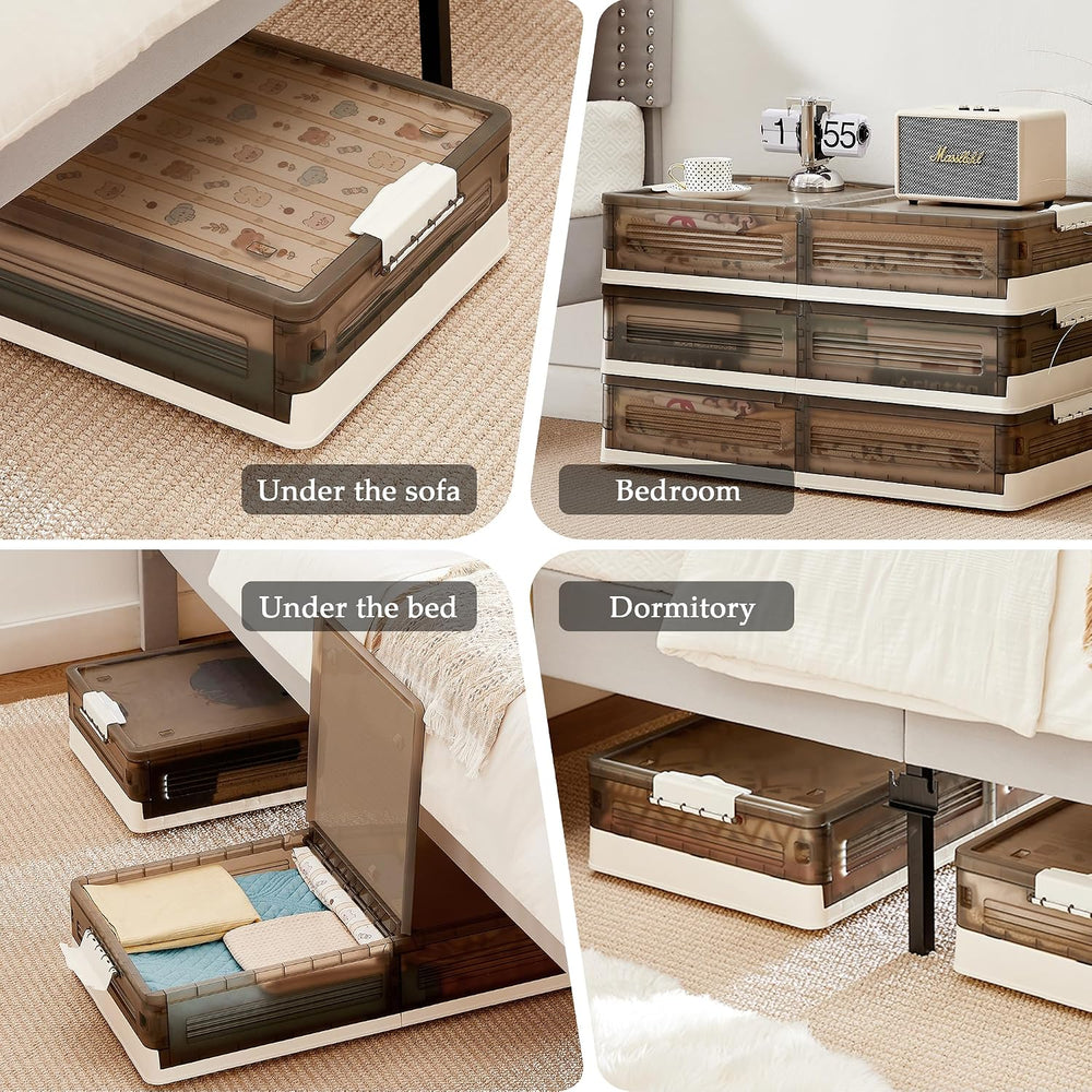 VECELO Under Bed Storage with Wheels, 2 Pack Stackable Under Bed Storage Cont...