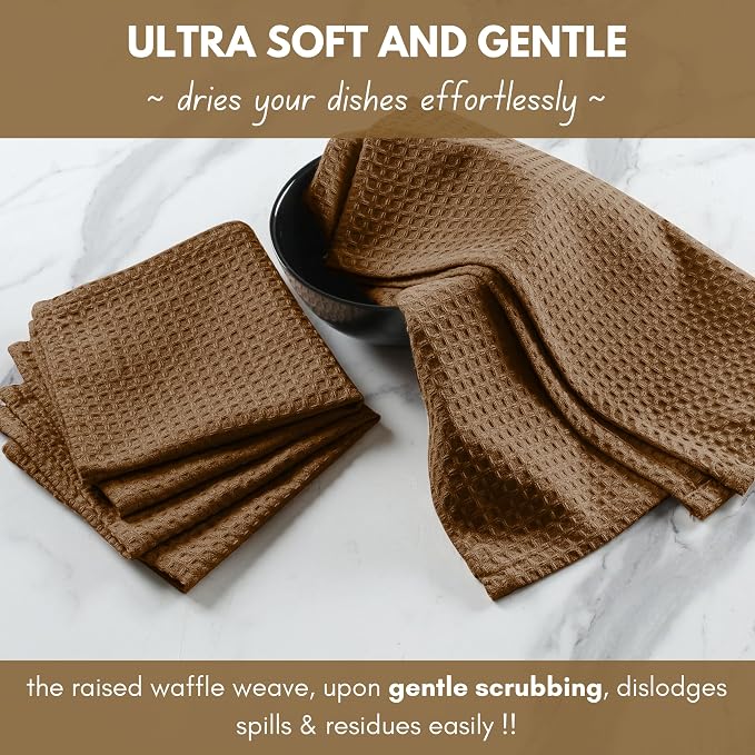 Native Fab Waffle Weave Dish Towels 12 Pack 100% Cotton, 16x26 Inches, Super - Image 6