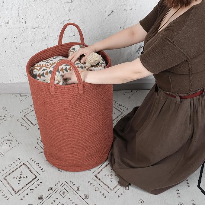 Cotton Rope Laundry Basket Hamper - Image 3