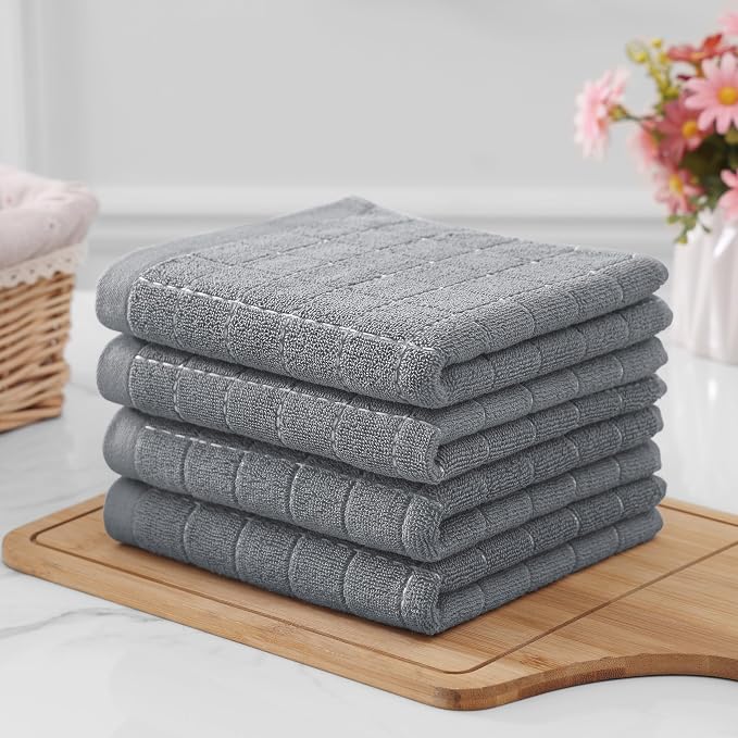 Homaxy 100% Cotton Terry Kitchen Towels, Checkered Designed, Soft and Super - Image 8