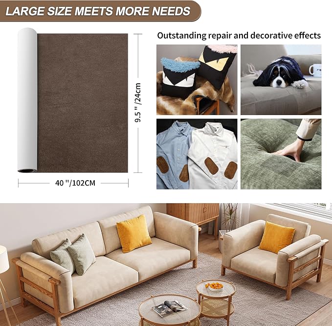 Azobur Sofa Fabric Repair Patch, Oversized Microfiber Patch，Self Adhesive - Image 2