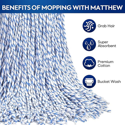 Matthew Cleaning Looped-Open Cotton Wet Mop 1.25'' Universal Headband Heavy - Image 2