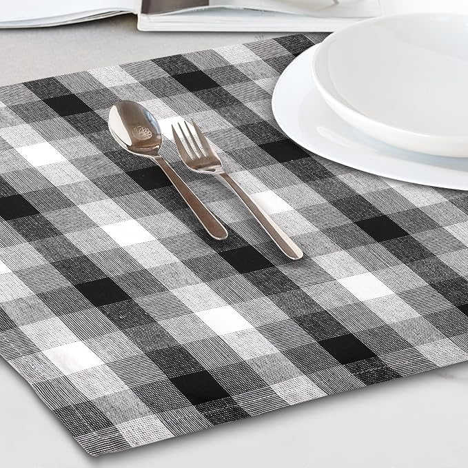 Kitchen Towels Set of 6 Black/White Checks 20x30 Inches 100% Cotton Highly - Image 3