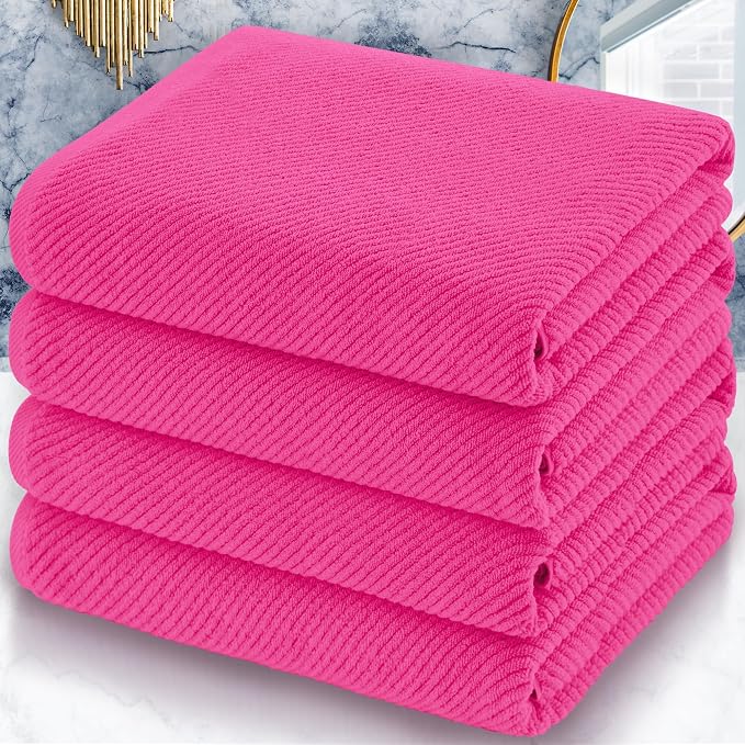 Hot Pink Bath Towels by VOOVAMOVAS