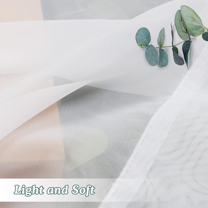 Chyhomenyc Sheer White Tier Curtains 24 Inch Length Set, Small Window Curtains - Image 8