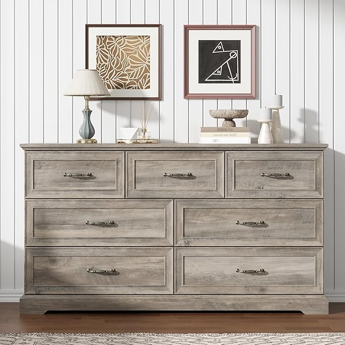 7 Drawer Dresser for Bedroom, Rustic Farmhouse Dresser - Image 3