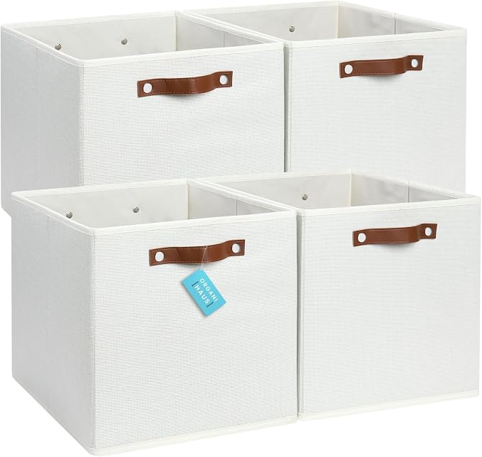 OrganiHaus 13x13 Cube Fabric Storage Bins Set of 4, Fabric Storage Cubes w/ by OrganiHaus