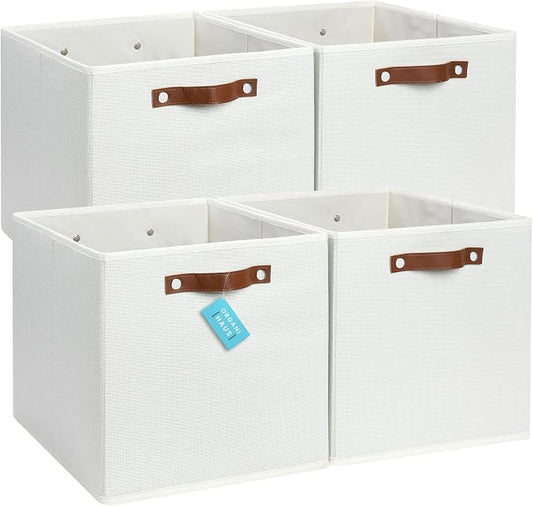 OrganiHaus 13x13 Cube Fabric Storage Bins Set of 4, Fabric Storage Cubes w/ by OrganiHaus