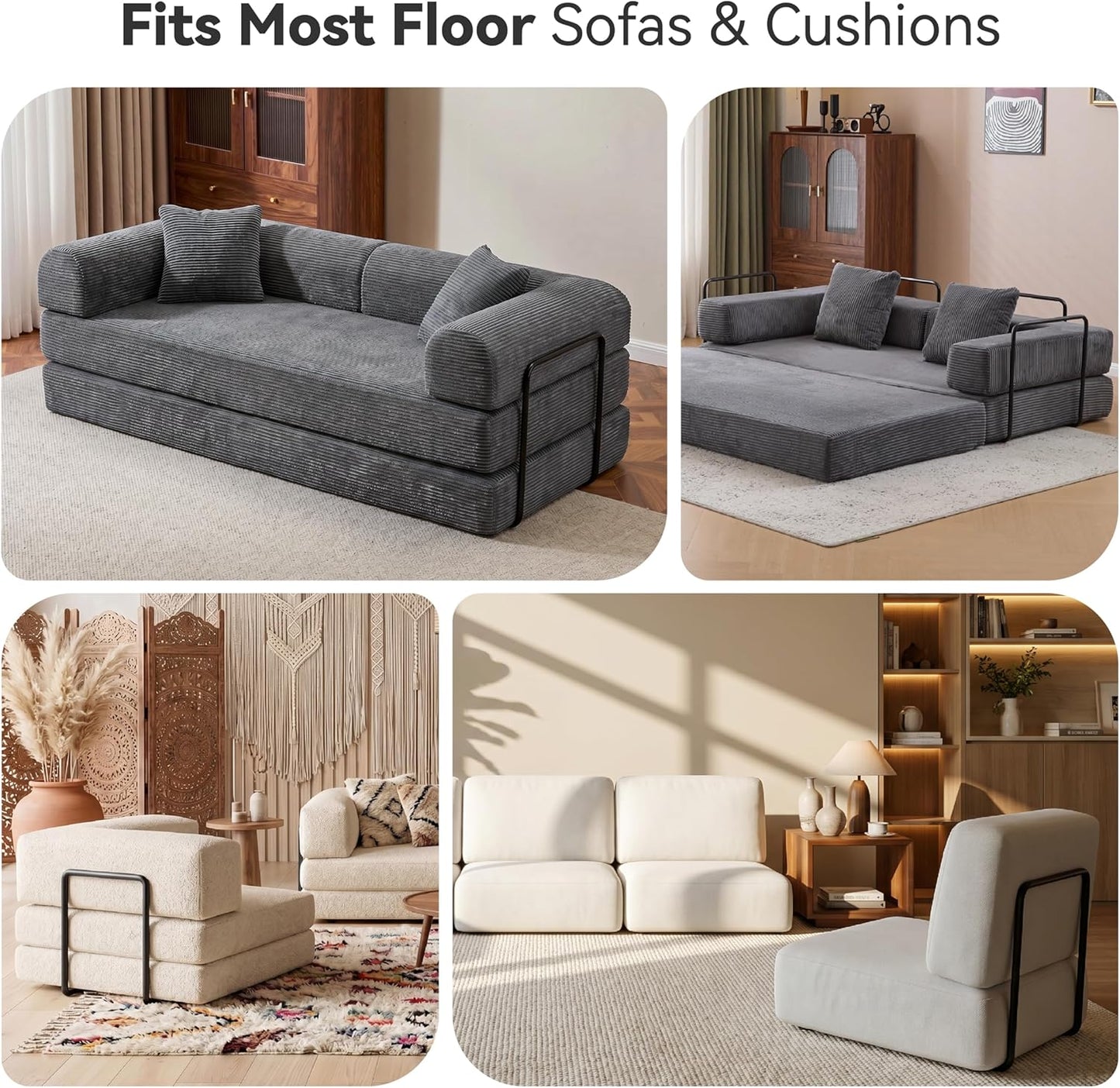 WOWMAX Floor Sofa Support Frame, Freestanding Back Support for Floor Cushions, No Wall Needed, Easy Assembly, Fits Most Floor Sofas (Sofa Not Included)