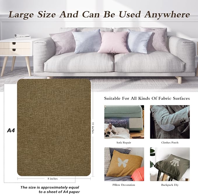 Fine Linen Repair Patches, Self-Adhesive Linen Fabric Patches, 8X11 inch 2 PCS - Image 4