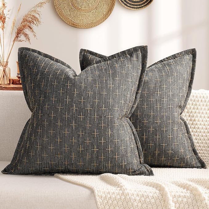 ZWJD Pillow Covers 24x24 Set of 2 Soft Polyester Textured Pillow Covers by ZWJD