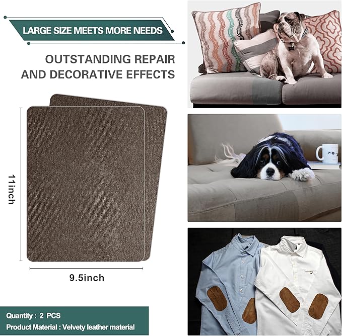 Azobur Couch Patch Repair Fabric, Microfiber Fabric, Self-Adhesive, - Image 2