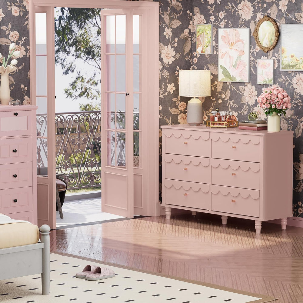 Anbuy Scalloped Dresser for Bedroom Girls Organizer Storage with Drawers, Pin...