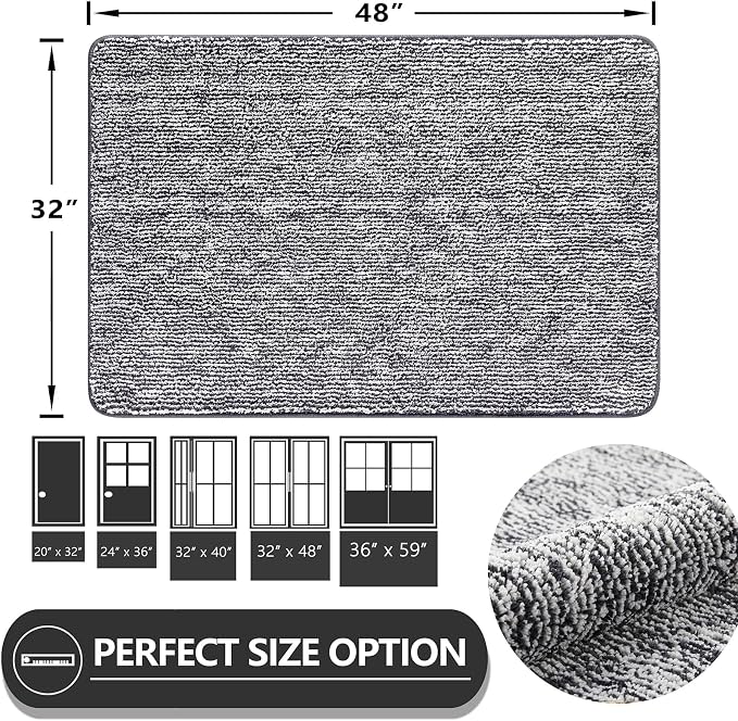 REFETONE Indoor Doormat, Front Door Mat 32"x48" Absorbent Rubber Backing Non - Image 2