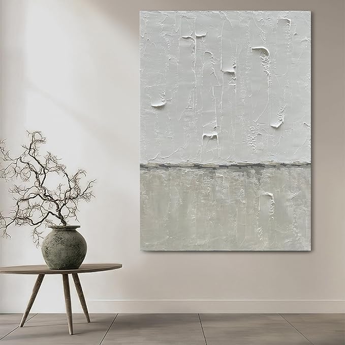 NANKAI Hand Painted Grey and White art Canvas Paintings Minimalist Abstract Oil - Image 4