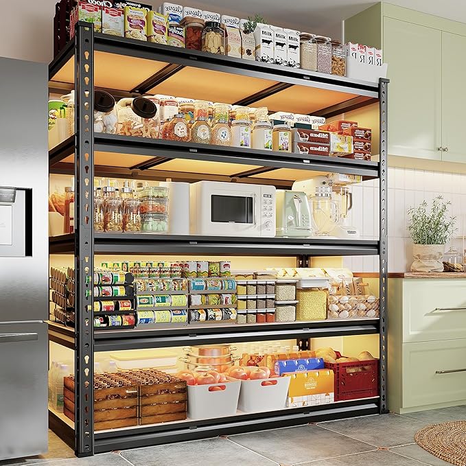 REIBII 48" W Garage Shelving Heavy Duty, 3000LBS Storage Shelves, 5-Tier