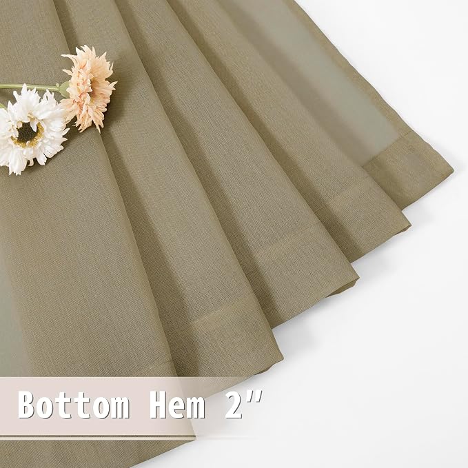 Tollpiz Sheer Door Curtain Closet Linen Textured Curtains Sheer Doorway Light - Image 7