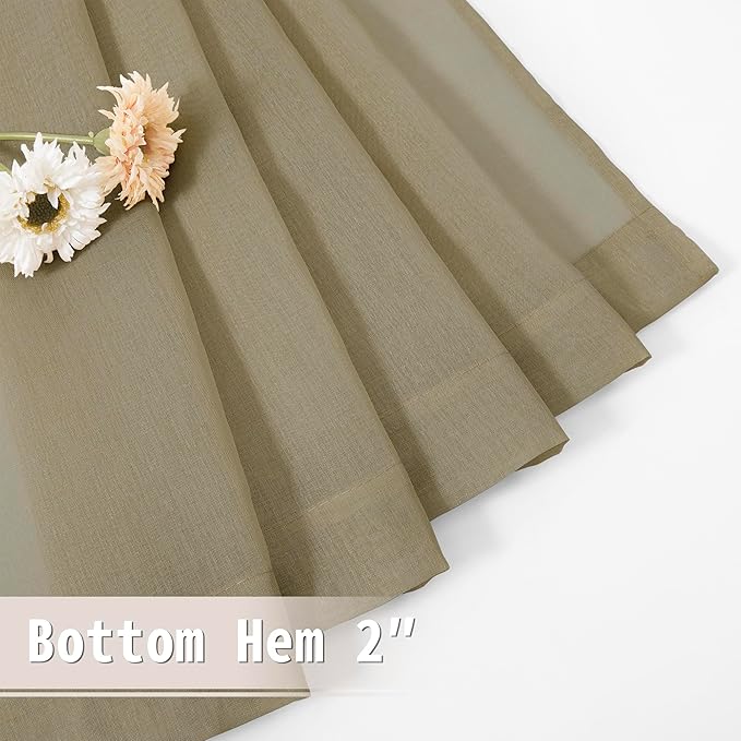 Tollpiz Short Sheer Door Curtains Closet Linen Textured Curtains Sheer Doorway - Image 7