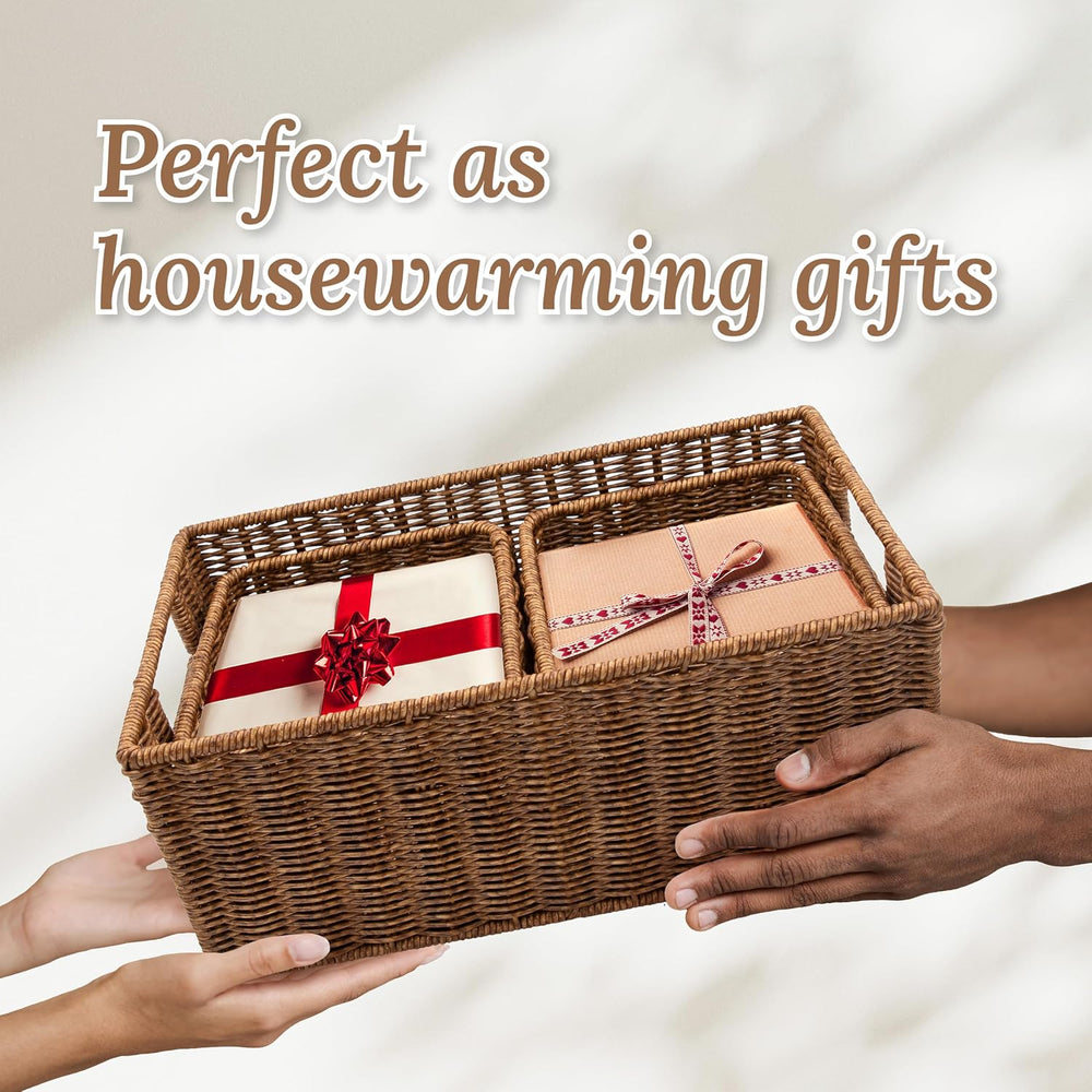 WeeNest Wicker Basket with Handle, Shelf Baskets for Organizing, Woven Organi...