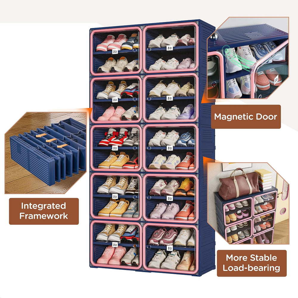 Vipbox Foldable Shoe Rack Organizer with 10-Tier Storage, Easy No-Tool Assemb...