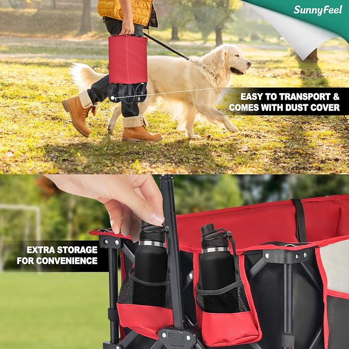 SunnyFeel Heavy Duty Collapsible Outdoor Utility Wagon Cart 400LB Capacity - Image 6