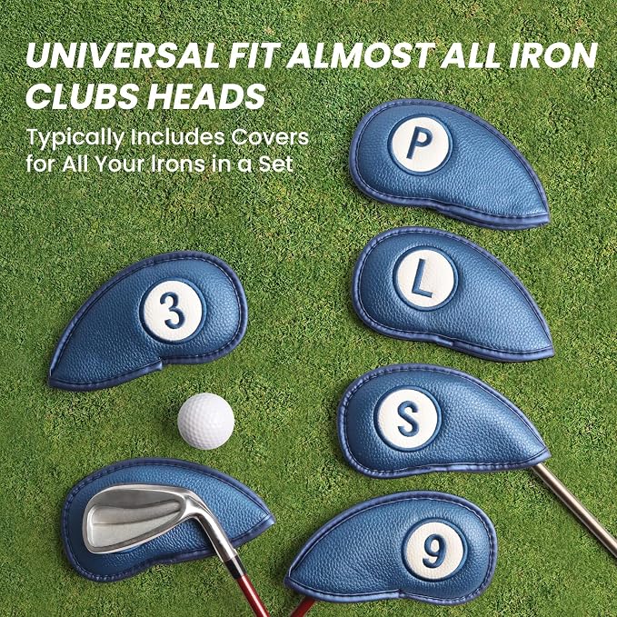 FINGER TEN Golf Club Covers for Irons Magnetic Value 11 Pack, Synthetic Leather - Image 6
