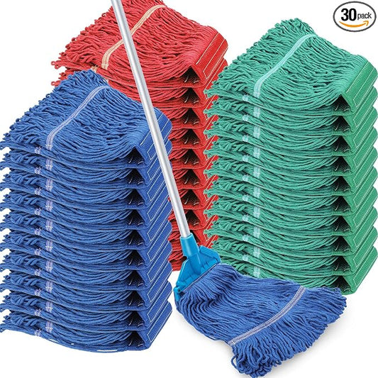 Roshtia 30 Pieces Commercial Mop Head Replacement Floor Cleaning Wet Mop Heads by Roshtia