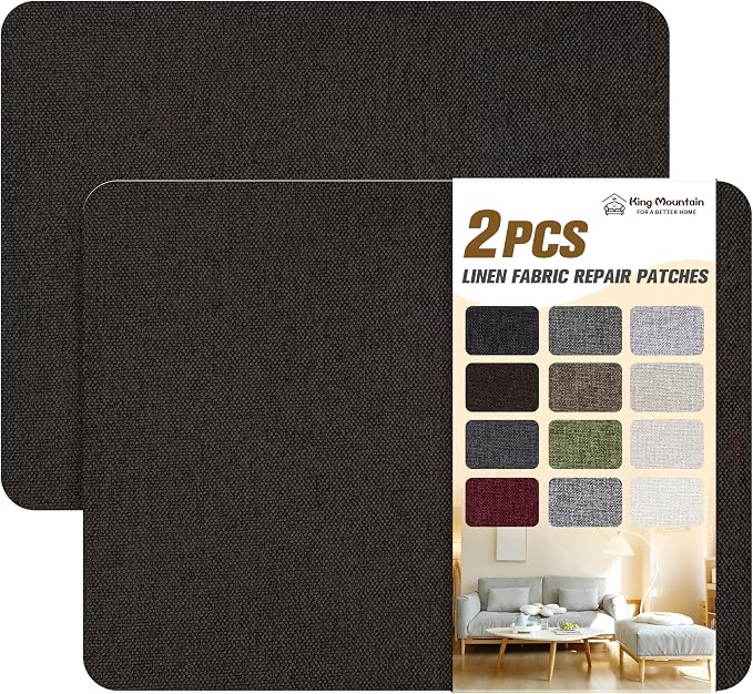 KING MOUNTAIN Coarse Linen Repair Patches, Self-Adhesive Linen Fabric Patches by ForABetterHomeLife