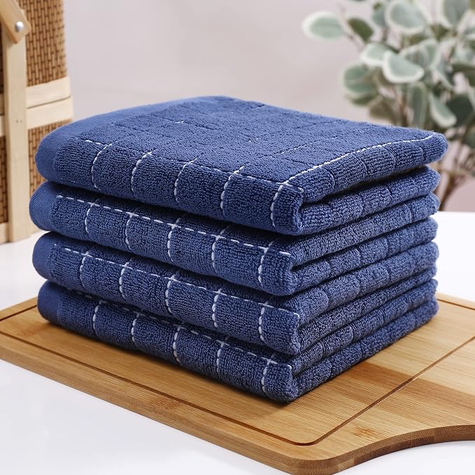 Homaxy 100% Cotton Terry Kitchen Towels, Checkered Designed, Soft and Super - Image 8