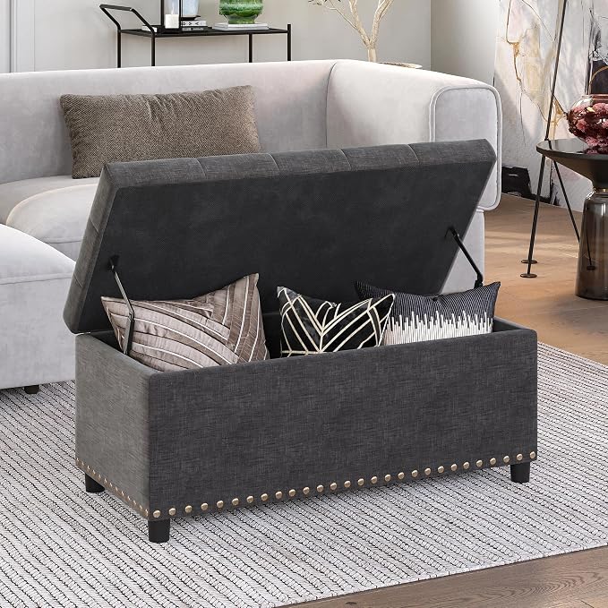 BELLEZE 35" Tufted Ottoman, Storage Bench - Image 4