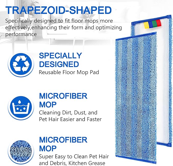 Replacement Microfiber Mop Pad – Universal 17-18" Heavy Duty Reusable Refill – - Image 4