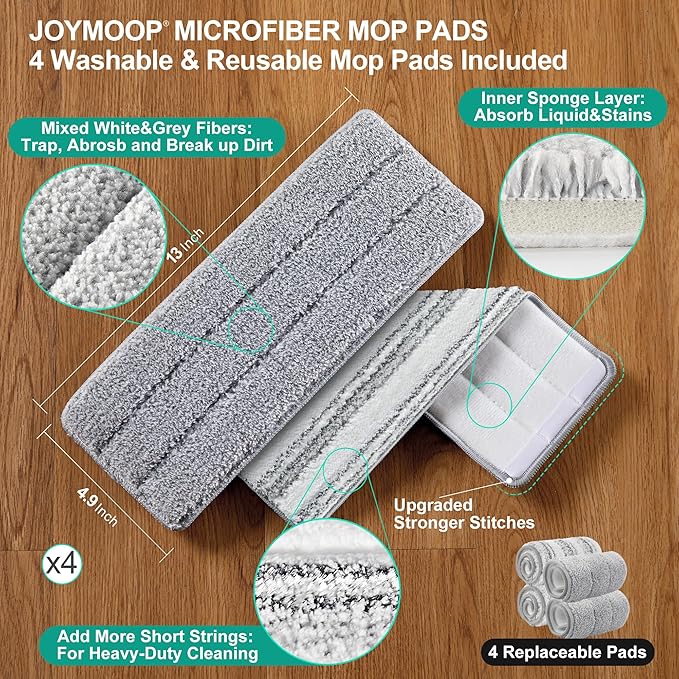 JOYMOOP Mop and Bucket with Wringer Set, Flat Squeeze Mop Flat Head, Dust Mops - Image 8
