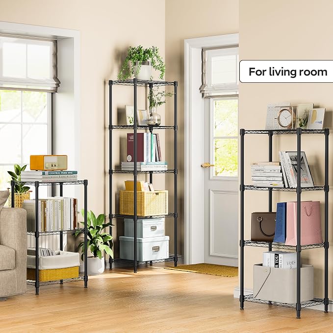 5 Tiers Shelf Metal Storage Shelves Wire Rack Closet Organizers - Image 2