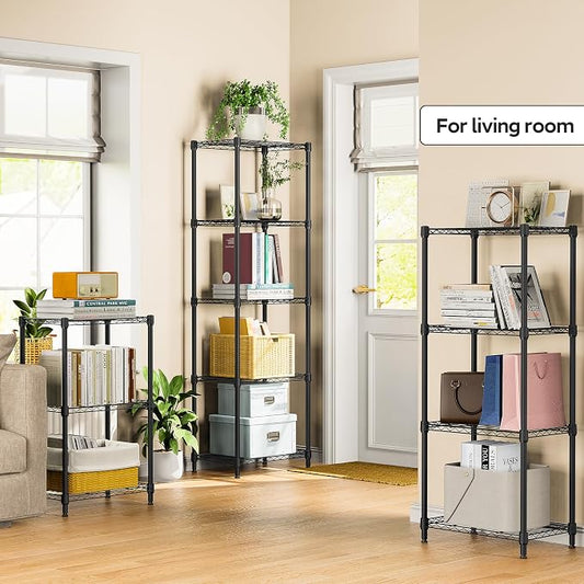 5 Tiers Shelf Metal Storage Shelves Wire Rack Closet Organizers - Image 2