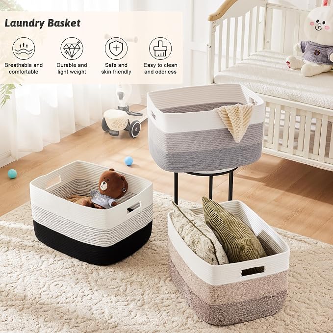 Blanket Basket, Rectangle Woven Baskets - Image 6