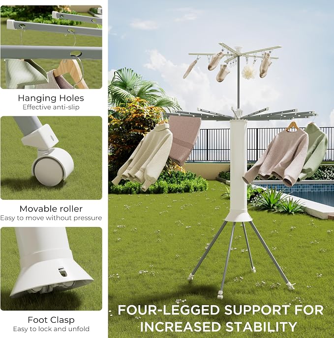 4-Legged Clothes Drying Rack, Portable Dryer Rack - Image 3