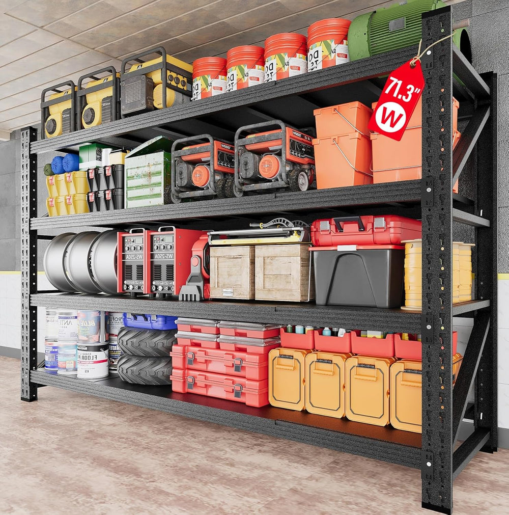 71.3" Wide Heavy Duty Garage Shelving Units,5000LBS Deep Storage Shelves...