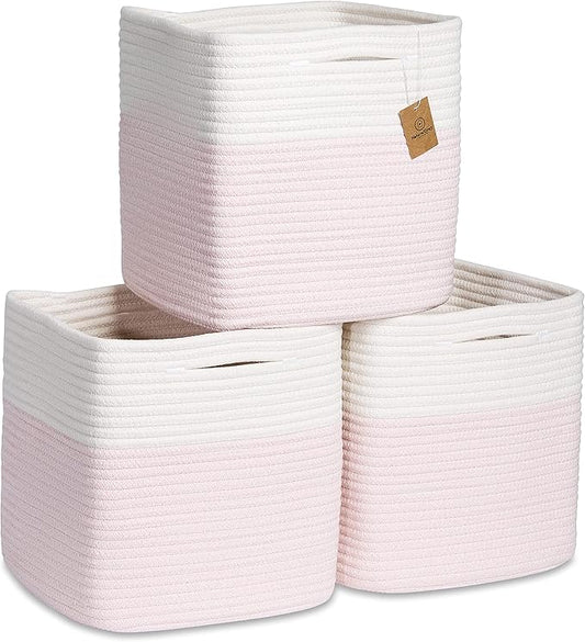 NaturalCozy Storage Cubes 11 Inch Cotton Rope Woven Baskets by NaturalCozy