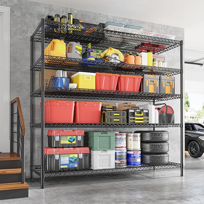 REIBII 55.5" W Storage Shelves 3200LBS Wire Shelving Unit 5 Tier Metal Shelving - Image 9