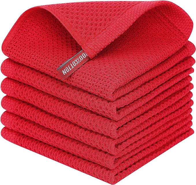 Homaxy 100% Cotton Waffle Weave Kitchen Dish Cloths, Ultra Soft Absorbent Quick by Homaxy