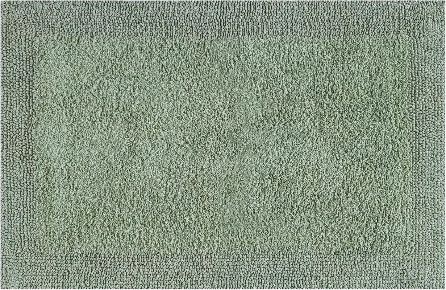 Cotton Reversible Bath Mat 20x32 Inch Sage Green, 100% Cotton Bathroom Rug, Soft Absorbent, Anti Skid, Machine Washable Bathmat for Shower, Tub, Entryway