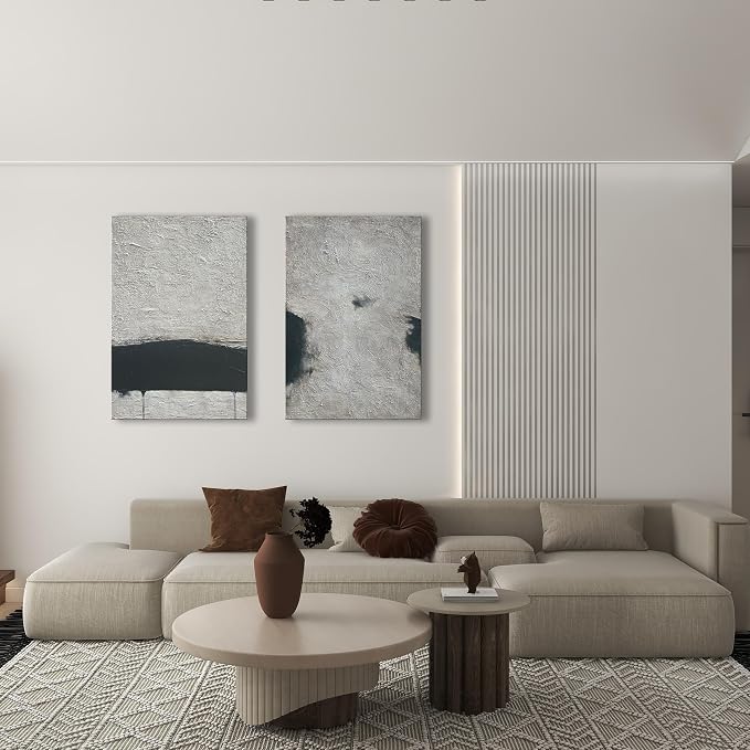 NANKAI Minimalist Art Hand Painted Black and Gray Abstract Oil Painting Canvas - Image 3