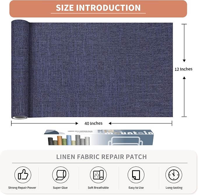 KING MOUNTAIN Fine Linen Repair Patches, Self-Adhesive, Rectangular, 1 Pack - Image 2