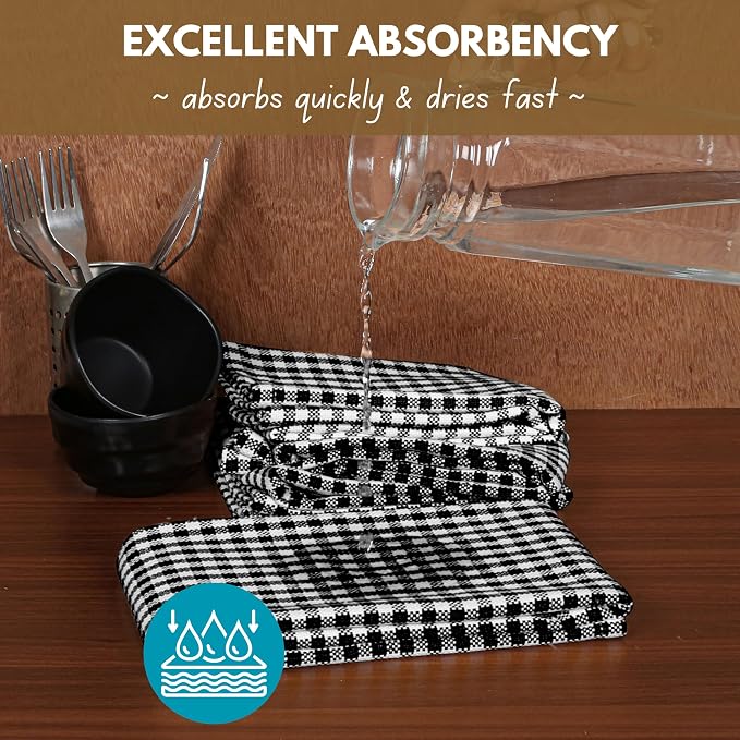 Native Fab Black Gingham Dish Towels 16"x26" Set of 12 - Image 4