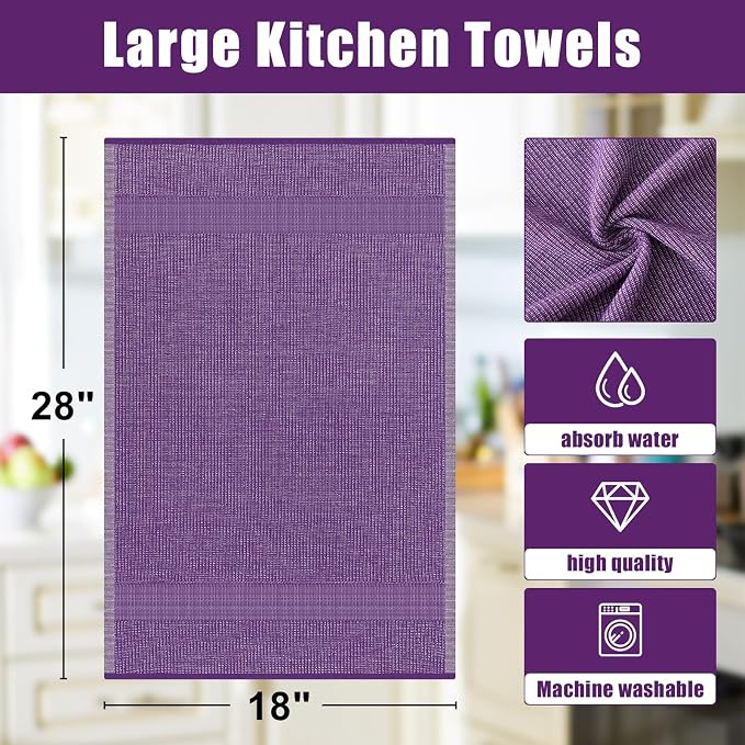 Homaxy Premium Kitchen Towels, Large Cotton Kitchen Hand Towels, Flat and Terry - Image 9