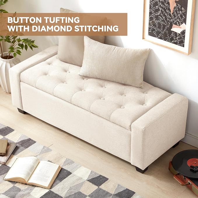 48" Ottoman with Storage, Large Storage Ottoman Bench - Image 6