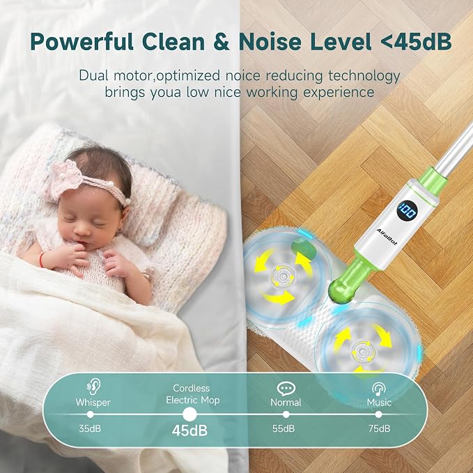 AlfaBot Cordless Electric Mop for Floor Cleaning, Dual Spin Mop - Image 6