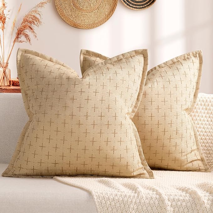 ZWJD Pillow Covers 18x18 Set of 2 Soft Polyester Textured Pillow Covers by ZWJD