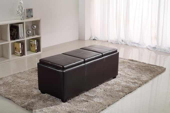 SIMPLIHOME Avalon 42 inch Wide Contemporary Rectangle Storage Ottoman in